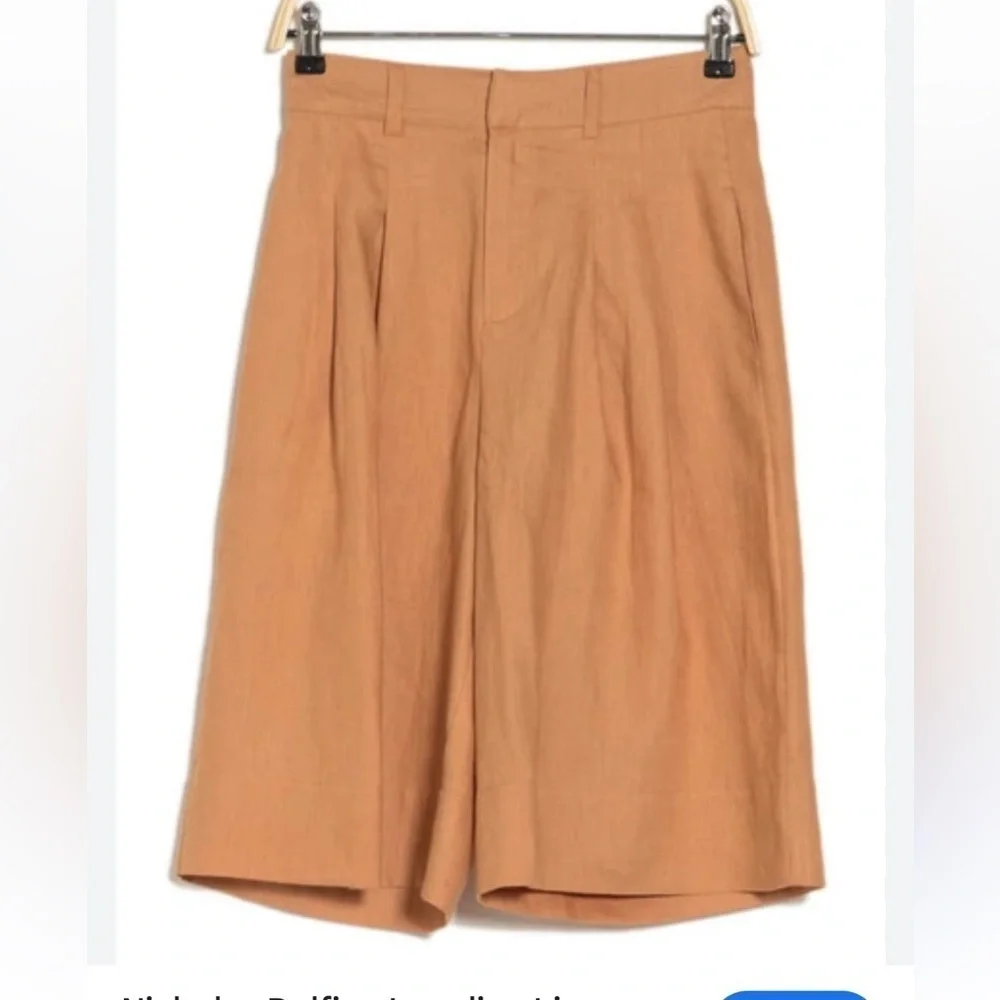 NEW NICHOLAS Delfina Longline Linen Shorts in Twig
